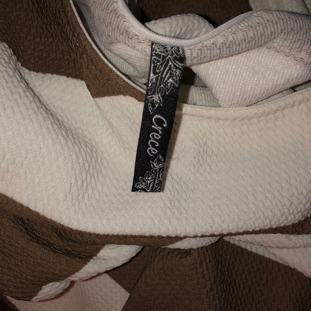 Brown and White Striped Spring Dress - Picture 6 of 6